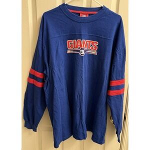 VTG New York Giants Long Sleeve T Shirt  Pullover Mens 2XL Blue Red Football NFL